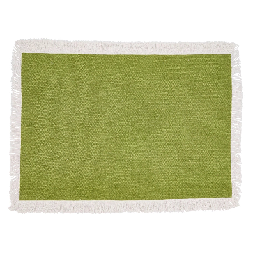 Fringed border placemat - kiwi green (set of 4) m